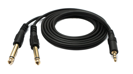 SYSTEM-S Audio Y Cable 150cm 6.35 mm Stereo AUX Jack Male & Male to 3.5 mm Male