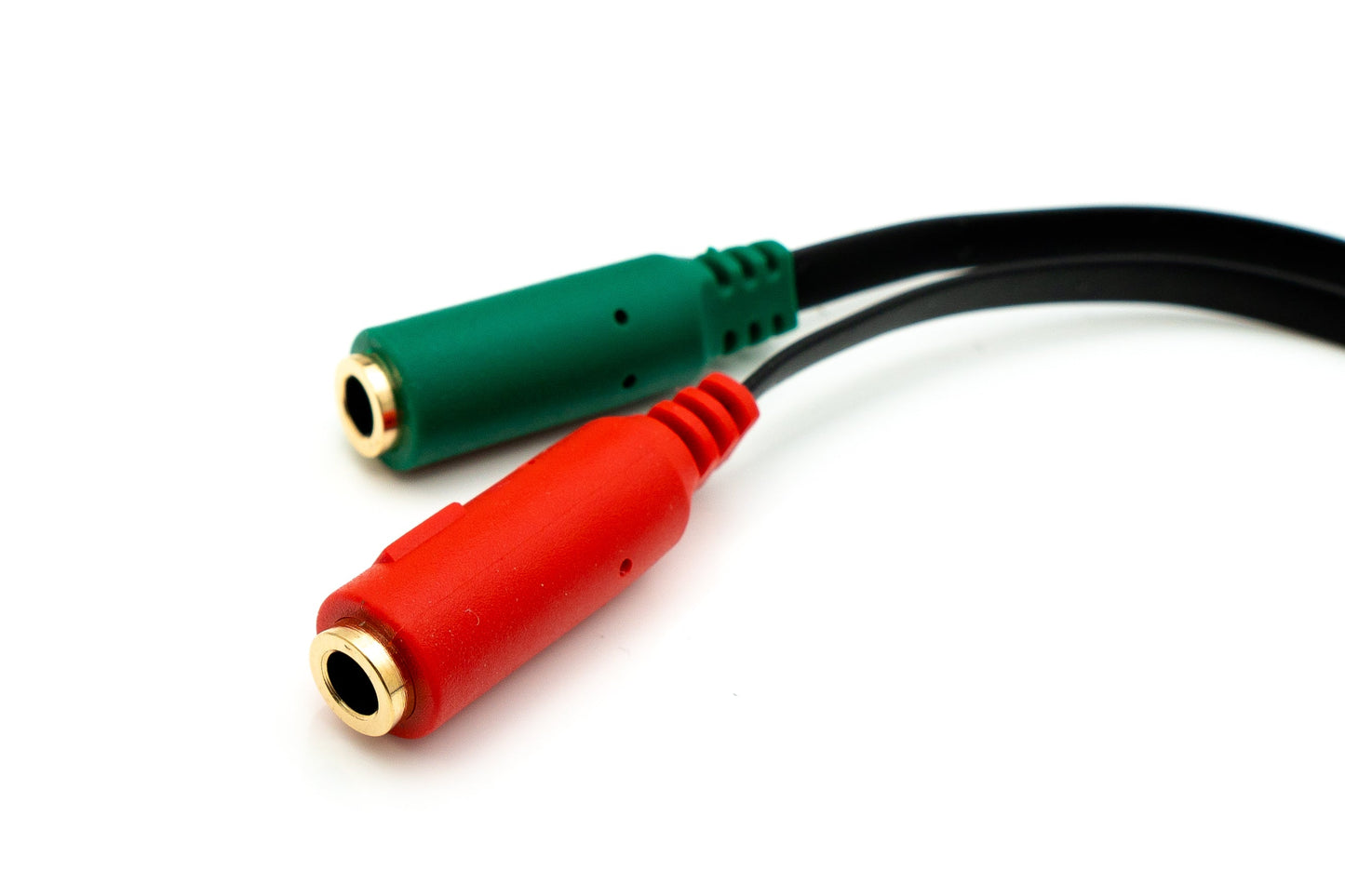 SYSTEM-S Hljóð Y-snúra 20 cm stereó AUX-tengi 3,5 mm karlkyns í 2x kvenkyns flatt svart