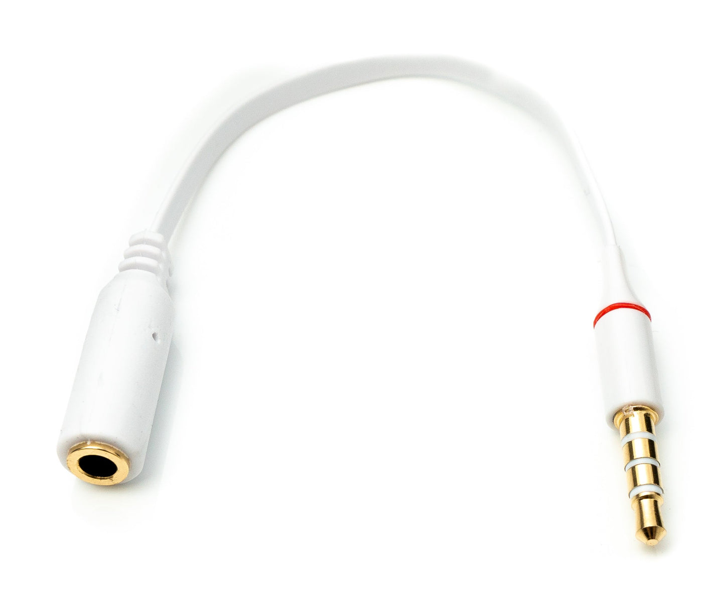 SYSTEM-S Hljóðsnúra 15 cm Steríó AUX Jack 3,5 mm karlkyns í kvenkyns flatur í hvítum