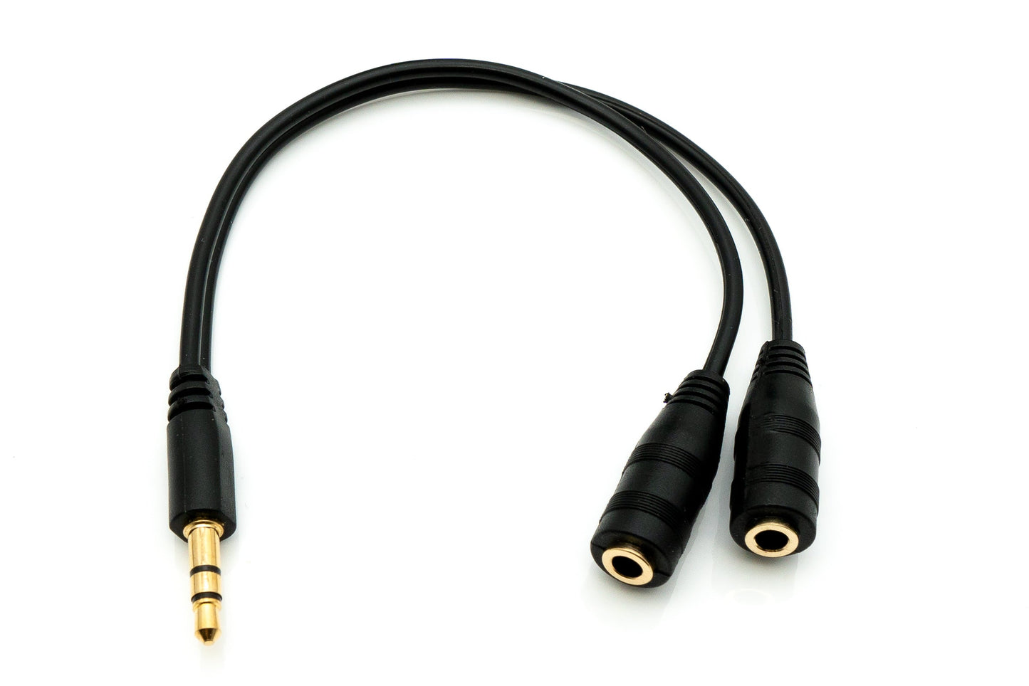 SYSTEM-S Audio Y Kabel 20 cm Stereo AUX Klinke 3,5mm Stecker zu 2x Buchse Adapter Schwarz