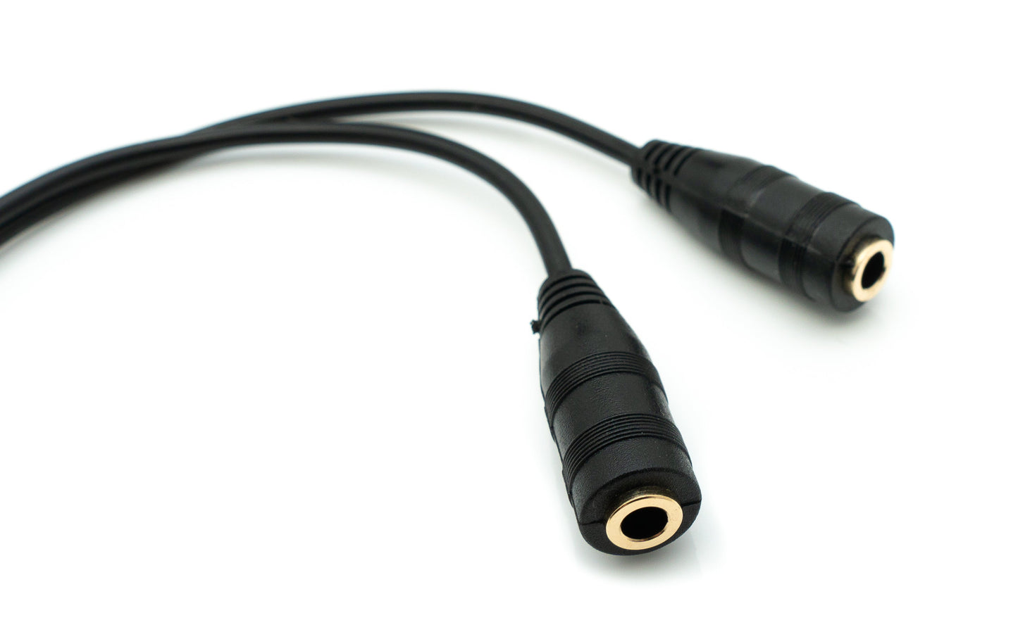 SYSTEM-S Audio Y Kabel 20 cm Stereo AUX Klinke 3,5mm Stecker zu 2x Buchse Adapter Schwarz