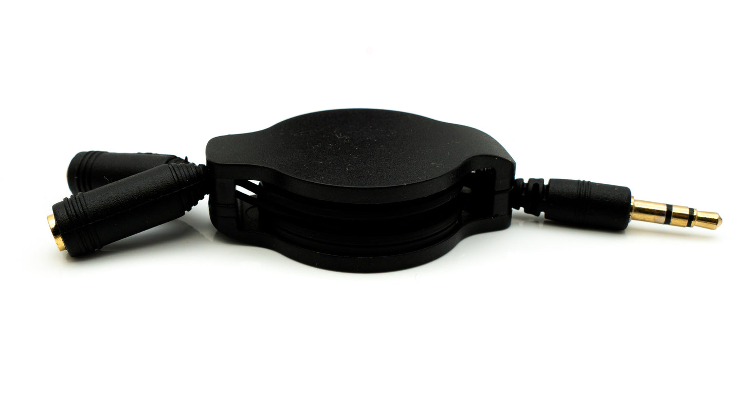 SYSTEM-S Hljóð Y-snúra 100 cm stereo AUX tengi 3,5 mm tengi í 2x tengi, framlengjanlegur