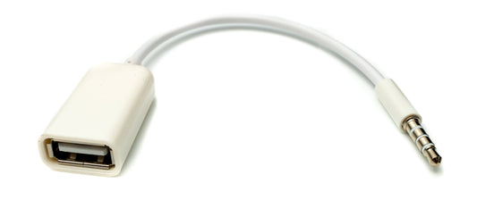 SYSTEM-S Audio USB cable 15 cm 3.5 mm jack plug to 2.0 Type A socket AUX in white
