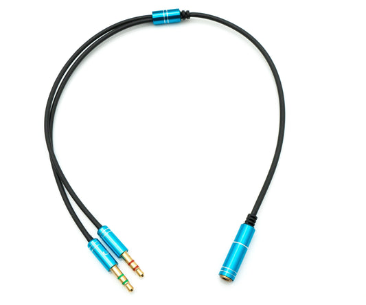 SYSTEM-S Hljóð Y-snúra 30 cm Stereo AUX tengi 3,5 mm kvenkyns í 2x karlkyns svart
