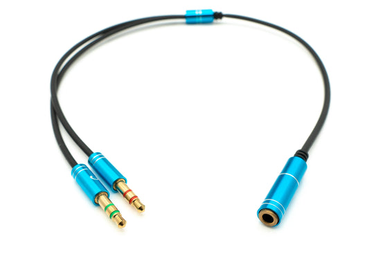 SYSTEM-S Hljóð Y-snúra 30 cm Stereo AUX tengi 3,5 mm kvenkyns í 2x karlkyns svart