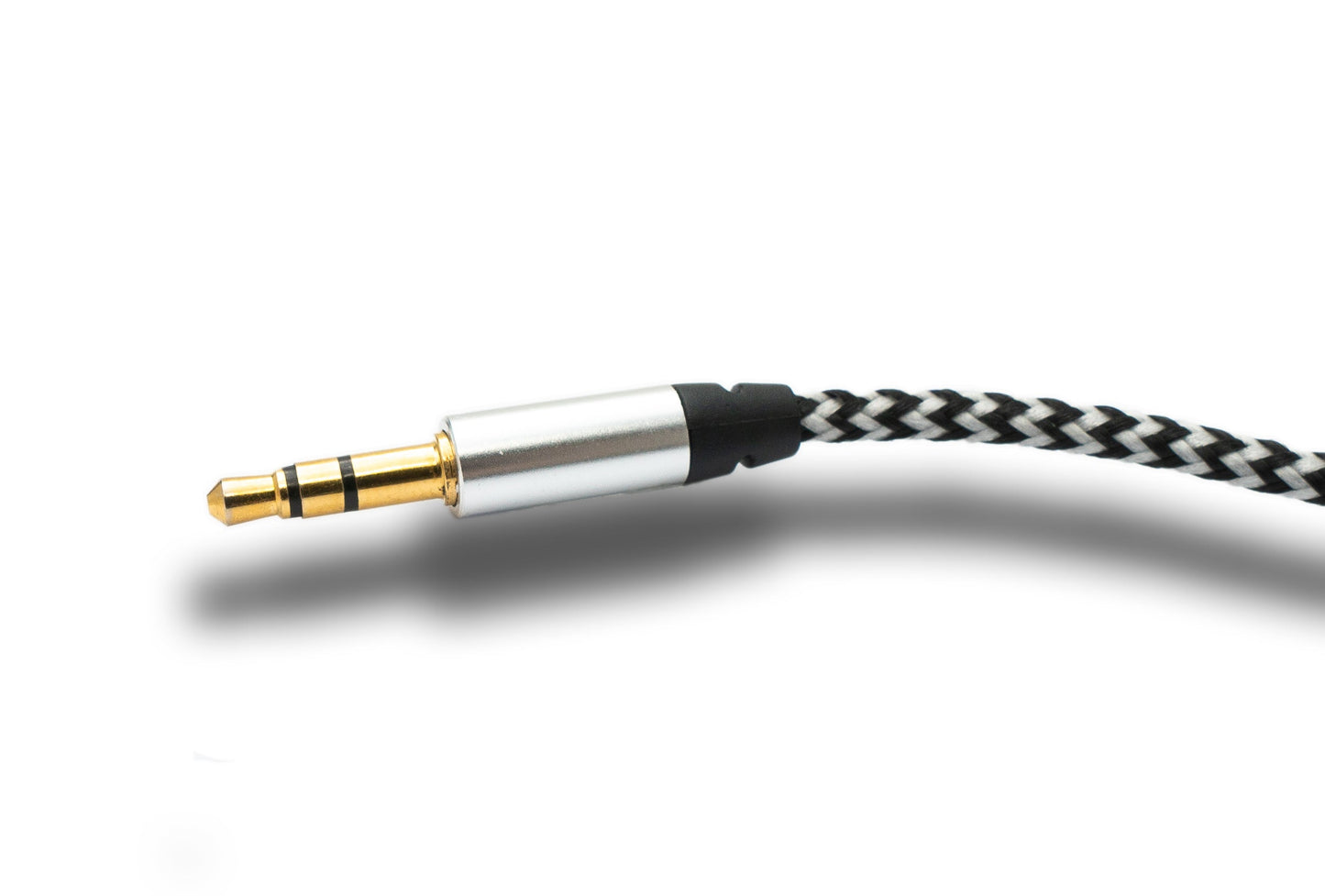 SYSTEM-S Hljóðsnúra 100 cm Stereo AUX Jack 3,5 mm karlkyns í karlkyns fléttuð í gráu