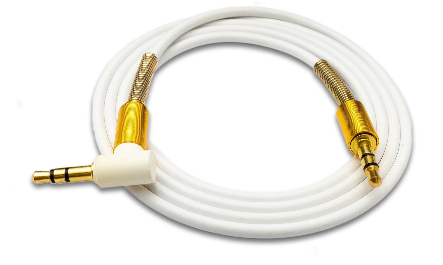 SYSTEM-S Hljóðsnúra 100 cm Stereo AUX Jack 3,5 mm karlkyns í karlkyns, hornrétt, beygjuvörn