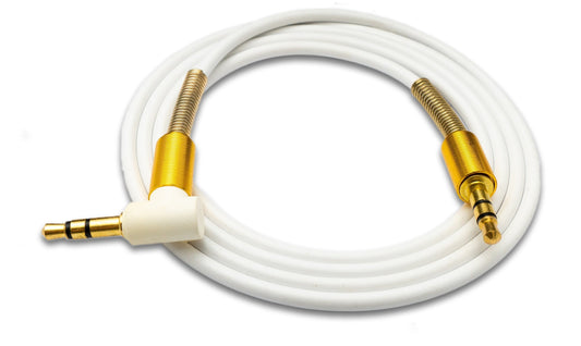 SYSTEM-S Hljóðsnúra 100 cm Stereo AUX Jack 3,5 mm karlkyns í karlkyns, hornrétt, beygjuvörn