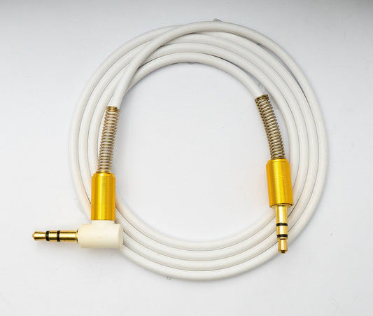 SYSTEM-S Hljóðsnúra 100 cm Stereo AUX Jack 3,5 mm karlkyns í karlkyns, hornrétt, beygjuvörn