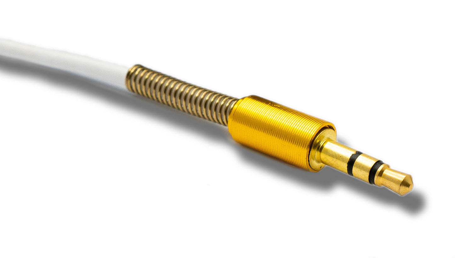 SYSTEM-S Hljóðsnúra 100 cm Stereo AUX Jack 3,5 mm karlkyns í karlkyns, hornrétt, beygjuvörn