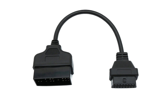 SYSTEM-S OBD snúra 20 cm OBD 2 tengill fyrir Toyota 22 pinna í svörtu millistykki fyrir bílagreiningu