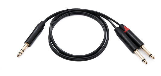 SYSTEM-S Hljóðsnúra með Y-tengi, 100 cm, 2x 6,35 mm 2-pinna tengi í 1x AUX tengi