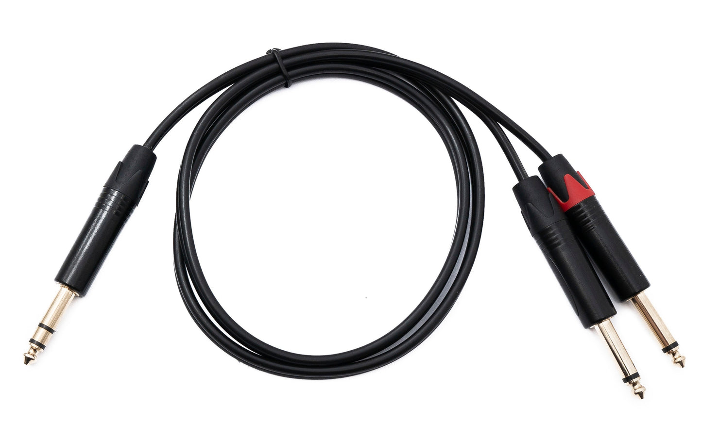 SYSTEM-S Hljóðsnúra með Y-tengi, 100 cm, 2x 6,35 mm 2-pinna tengi í 1x AUX tengi