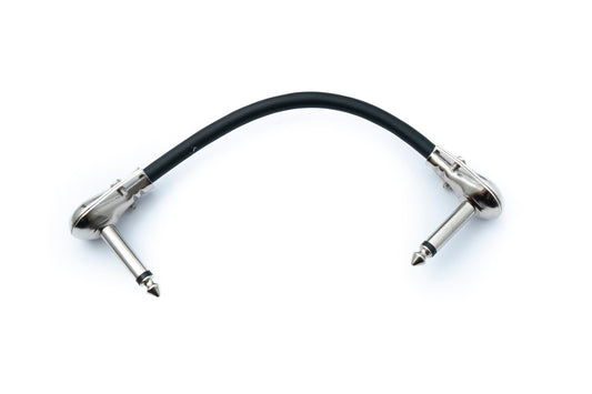 SYSTEM-S Hljóðtengisnúra 15 cm AUX 6,35 mm 2 pinna tengi í tengi horn millistykki