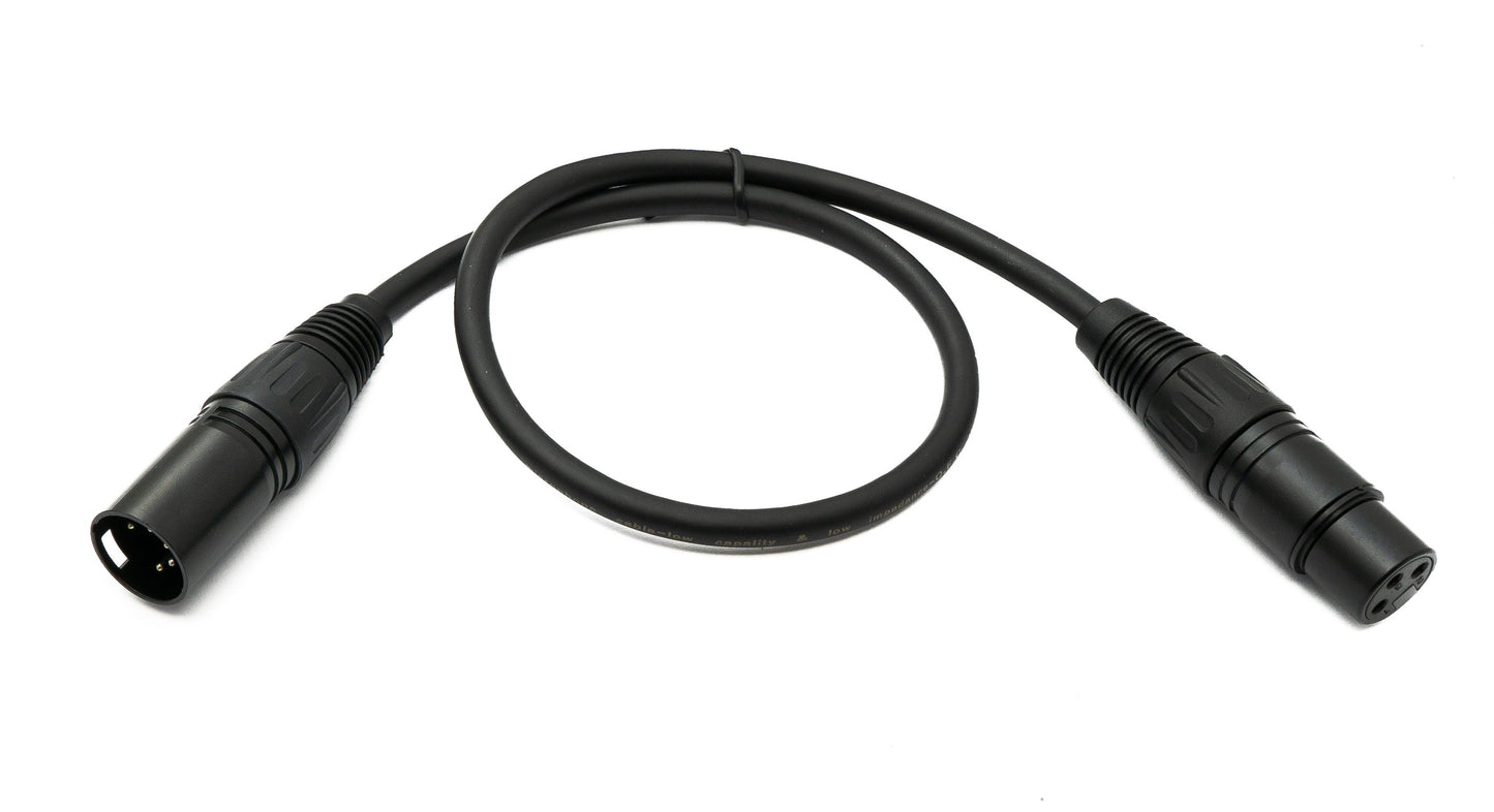 SYSTEM-S Audio XLR snúra 50 cm 5 pinna karlkyns í 3 pinna kvenkyns í svörtu