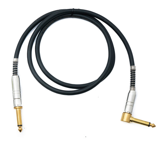 SYSTEM-S Audio Klinke Kabel 100 cm 6,35 mm 2 polig Stecker zu Stecker Knickschutz Winkel AUX