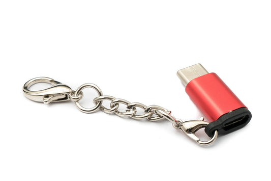 SYSTEM-S USB 3.1 Adapter Type C Male to 2.0 Micro B Female Chain in Red
