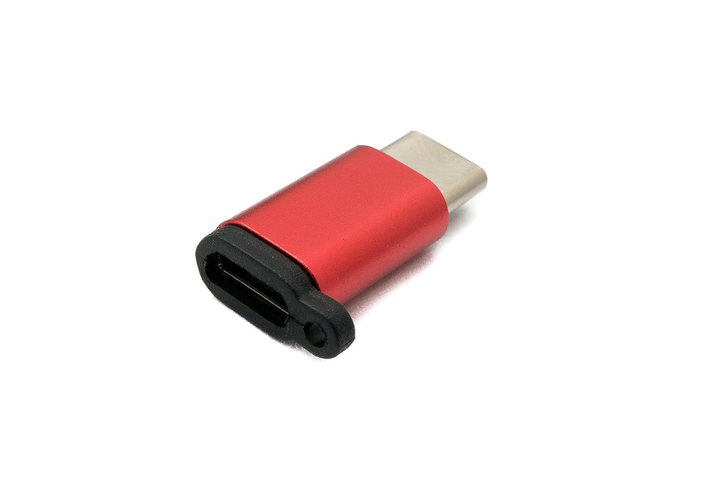 SYSTEM-S USB 3.1 Adapter Typ C Stecker zu 2.0 Micro B Buchse Kette in Rot