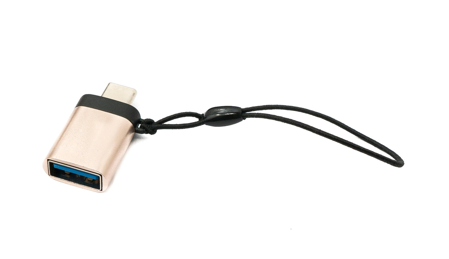 SYSTEM-S USB 3.1 millistykki af gerð C karlkyns í 3.0 af gerð A kvenkyns lykkja í bleikum gulum
