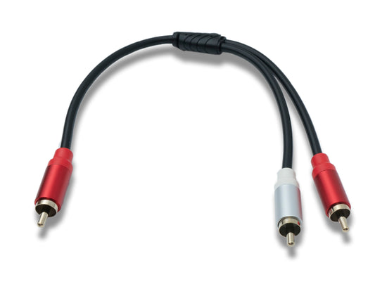 SYSTEM-S Y Cinch RCA snúra 25 cm 1 pinna tengi í 2x tengi hljóð í svörtu