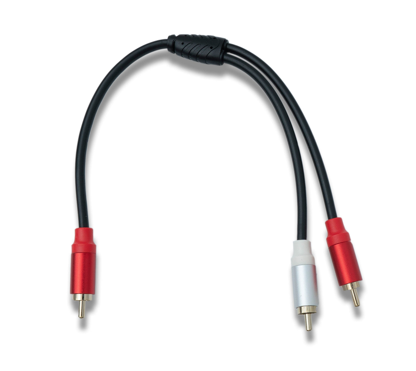 SYSTEM-S Y Cinch RCA snúra 25 cm 1 pinna tengi í 2x tengi hljóð í svörtu
