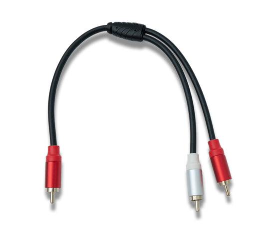 SYSTEM-S Y Cinch RCA snúra 25 cm 1 pinna tengi í 2x tengi hljóð í svörtu