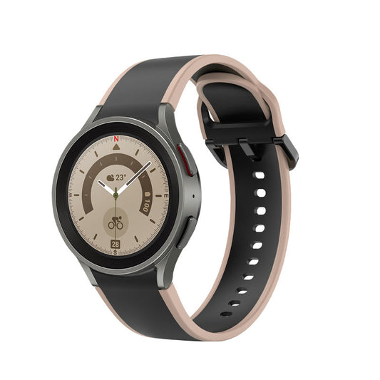 SYSTEM-S 20 mm sílikonól fyrir Samsung Galaxy Watch 5 4 snjallúr, beige-svört