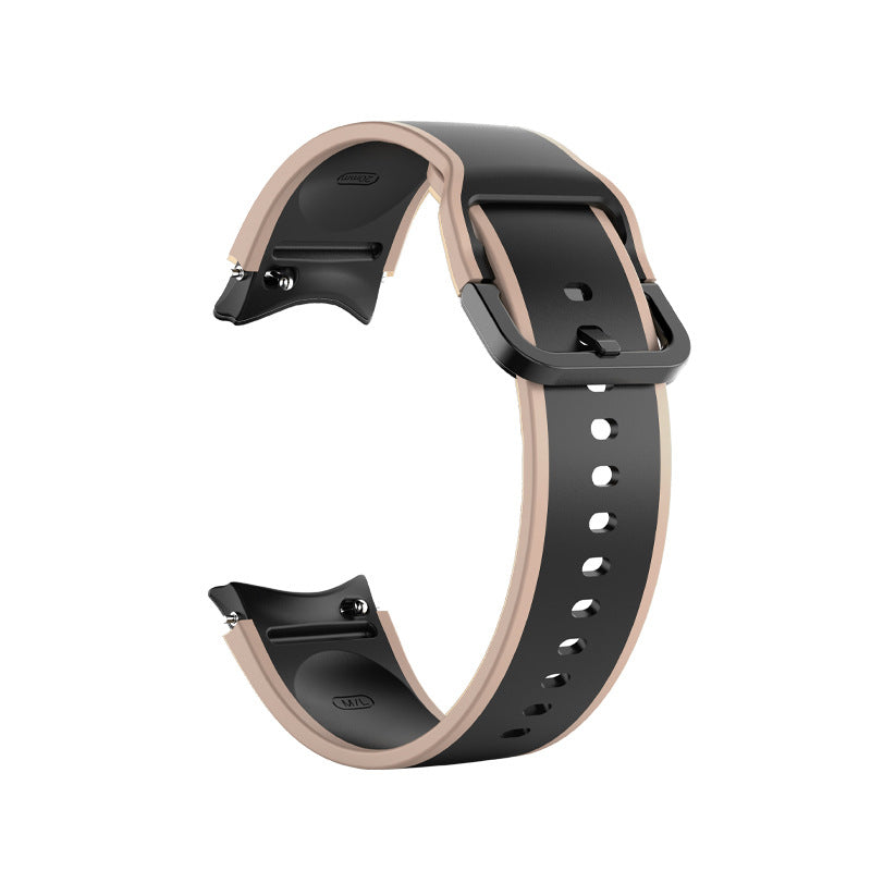 SYSTEM-S 20 mm sílikonól fyrir Samsung Galaxy Watch 5 4 snjallúr, beige-svört
