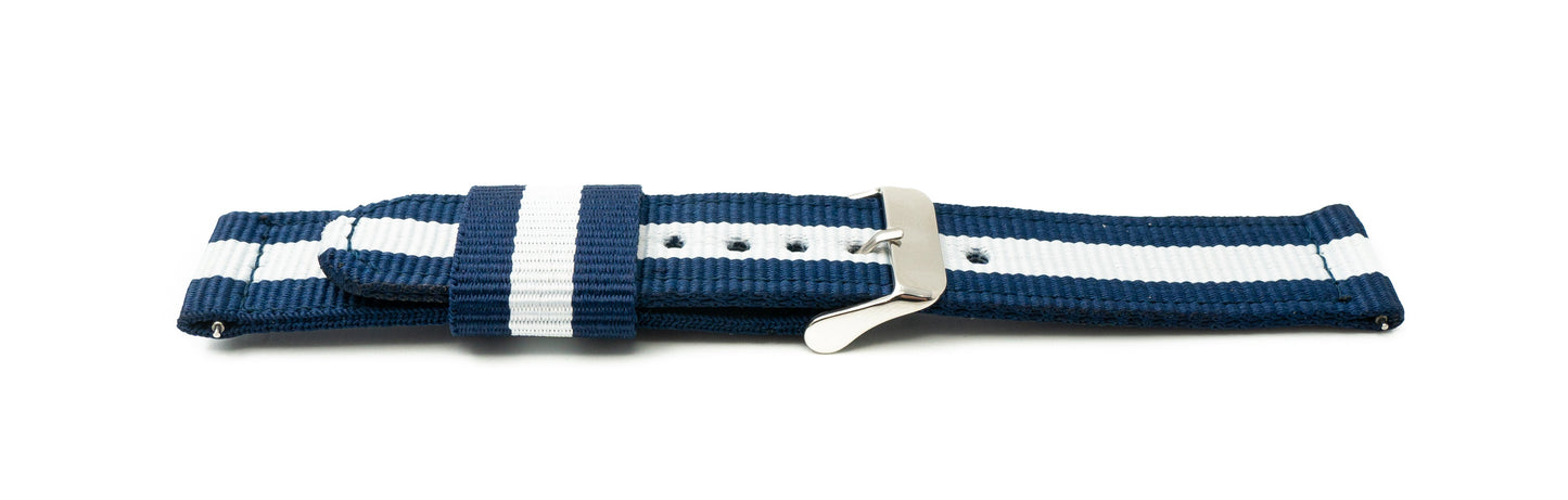SYSTEM-S 20 mm nylon strap for Samsung Galaxy Watch 4 Smartwatch in blue and white