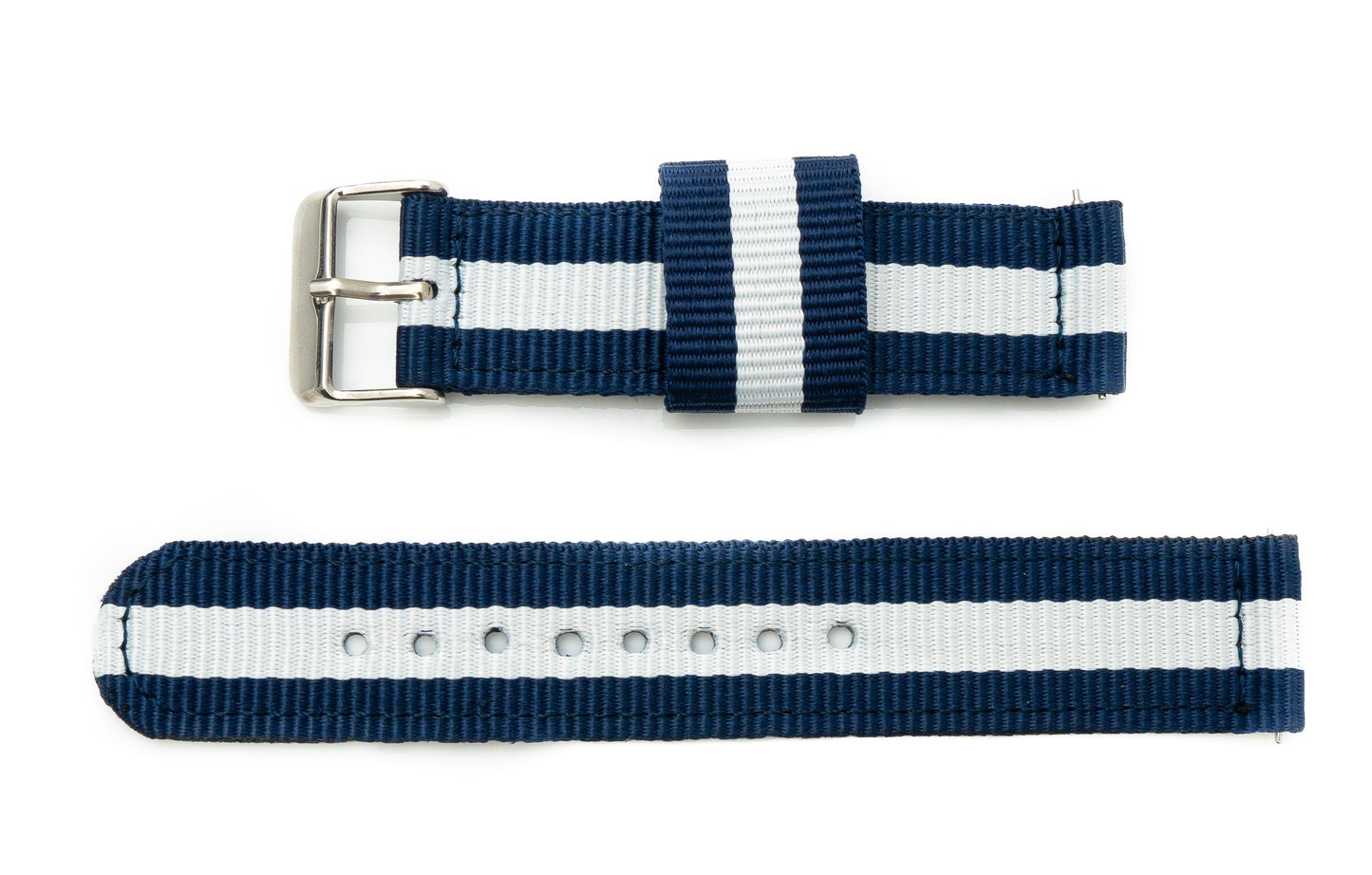 SYSTEM-S 20 mm nylon strap for Samsung Galaxy Watch 4 Smartwatch in blue and white
