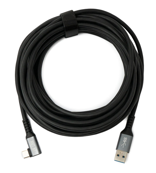 SYSTEM-S USB 3.2 Gen 1 Cable 5m Type C Male to 3.0 Type A Male Angled Black
