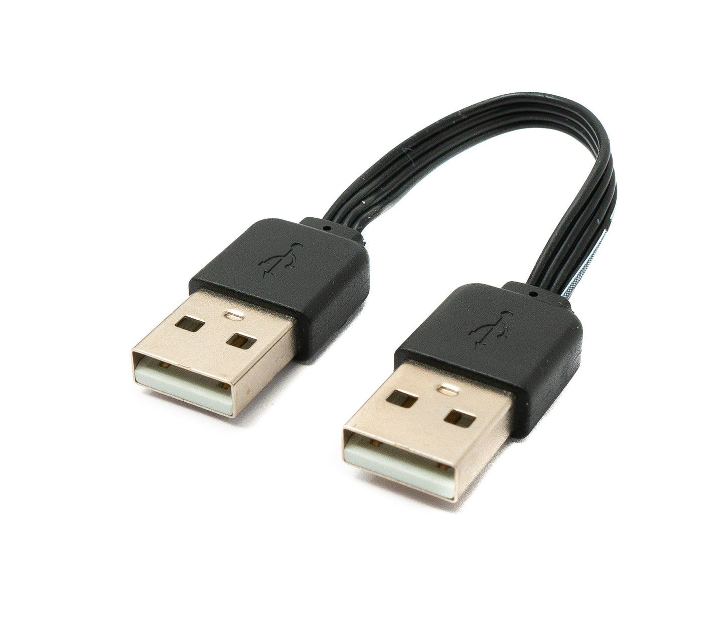SYSTEM-S USB 2.0 Kabel 10 cm Typ A Stecker zu Stecker Adapter kurz flach in Schwarz
