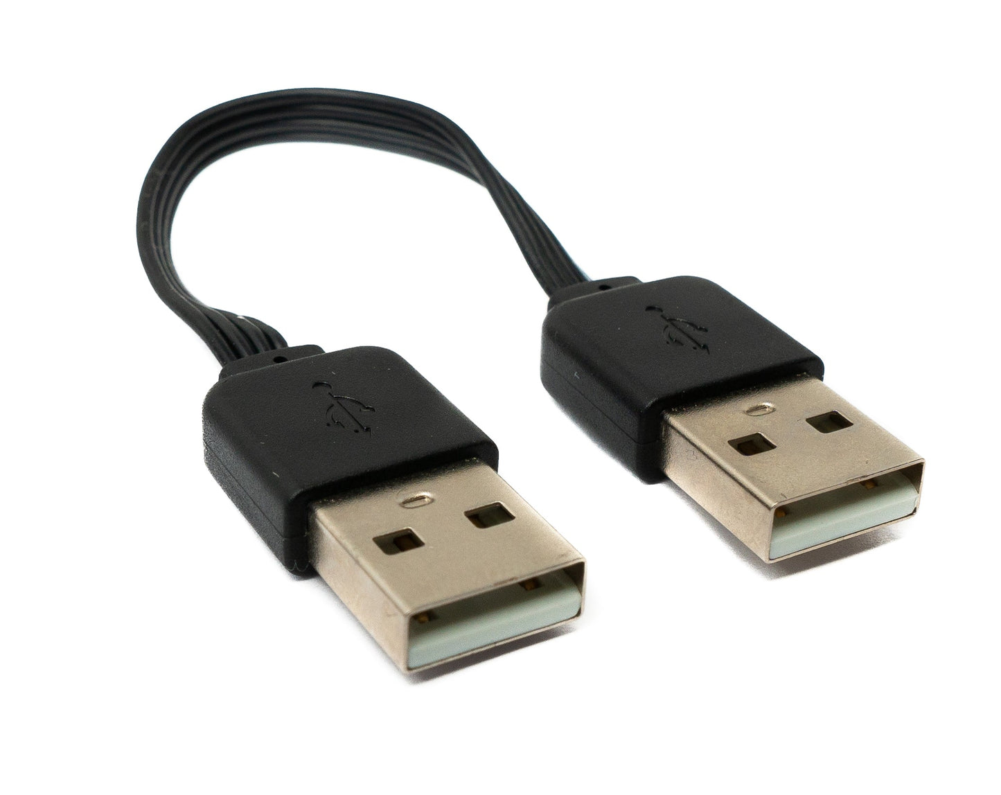 SYSTEM-S USB 2.0 Kabel 10 cm Typ A Stecker zu Stecker Adapter kurz flach in Schwarz