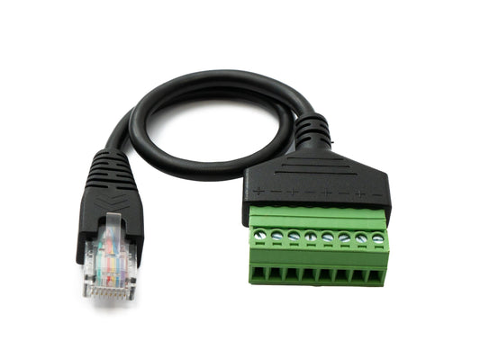 SYSTEM-S LAN snúra 30 cm RJ45 tengi í 8 pinna tengiklemma í svörtu