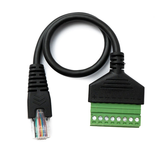 SYSTEM-S LAN snúra 30 cm RJ45 tengi í 8 pinna tengiklemma í svörtu
