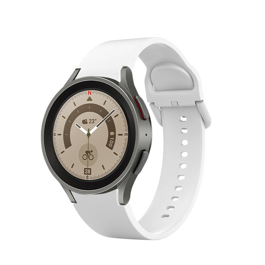 SYSTEM-S 20 mm sílikonól fyrir Samsung Galaxy Watch 5 4 snjallúr í hvítu