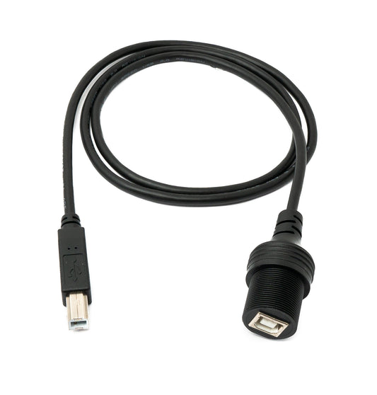 SYSTEM-S USB 2.0 Kabel 100 cm Typ B Stecker zu Buchse Bulkhead Wasserfest in Schwarz