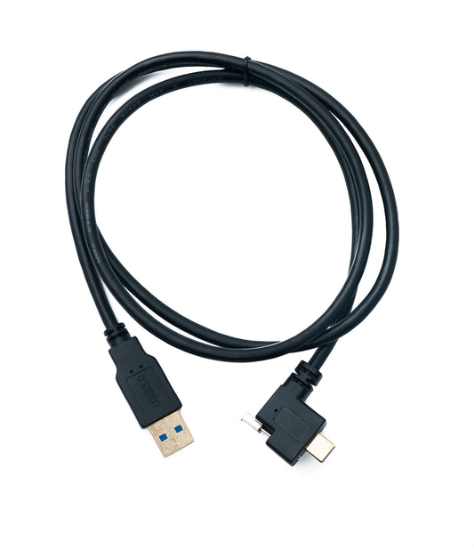 SYSTEM-S USB 3.1 cable 100 cm Type C plug to 3.0 A plug angled left right angled