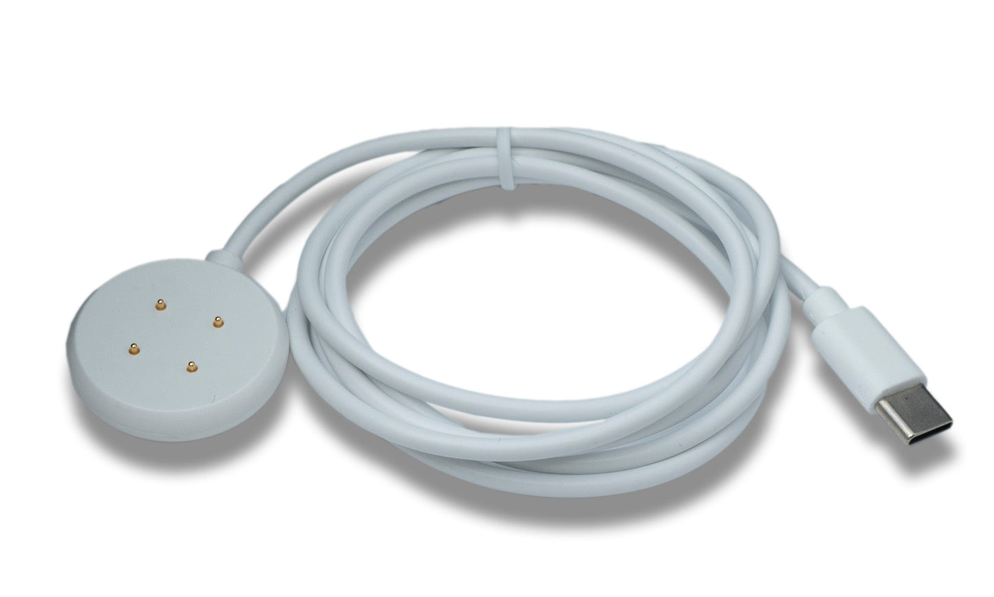SYSTEM-S USB 3.1 snúra 100 cm hleðslustöð fyrir Fitbit Versa 4 3 Sense 2 1 í hvítu