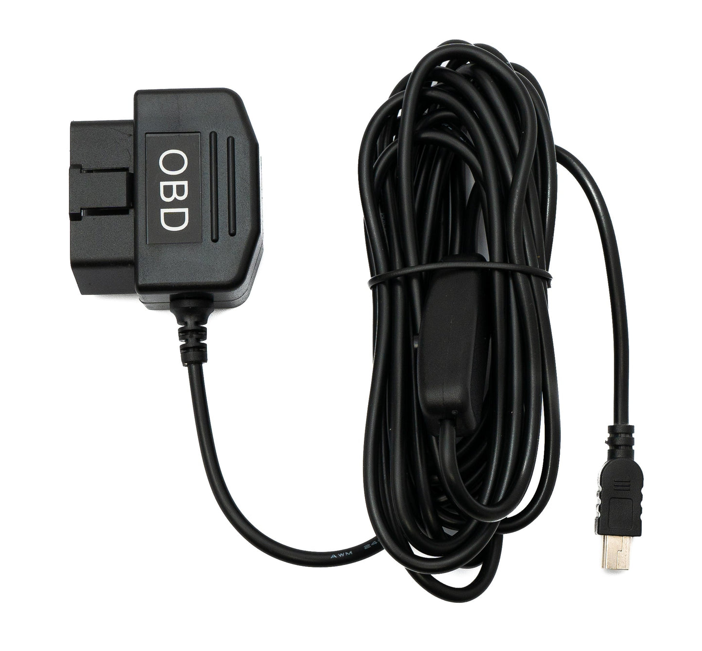 SYSTEM-S OBD snúra 350 cm OBD 2 tengi í USB 2.0 Mini B tengi rofi fyrir bílgreiningu