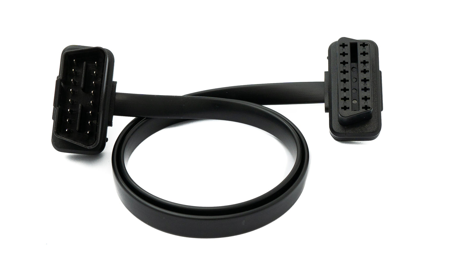 SYSTEM-S OBD snúra 50 cm OBD 2 16 pinna J1962M tengi í J1962F tengi fyrir flatan bílgreiningarbúnað