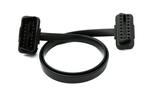 SYSTEM-S OBD snúra 50 cm OBD 2 16 pinna J1962M tengi í J1962F tengi fyrir flatan bílgreiningarbúnað