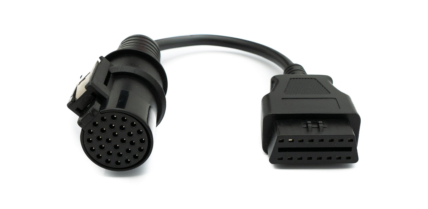 SYSTEM-S OBD snúra 20 cm OBD 2 tengi fyrir Iveco 30 pinna í svörtu fyrir bílagreiningar