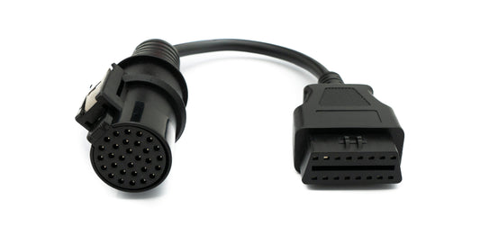 SYSTEM-S OBD snúra 20 cm OBD 2 tengi fyrir Iveco 30 pinna í svörtu fyrir bílagreiningar