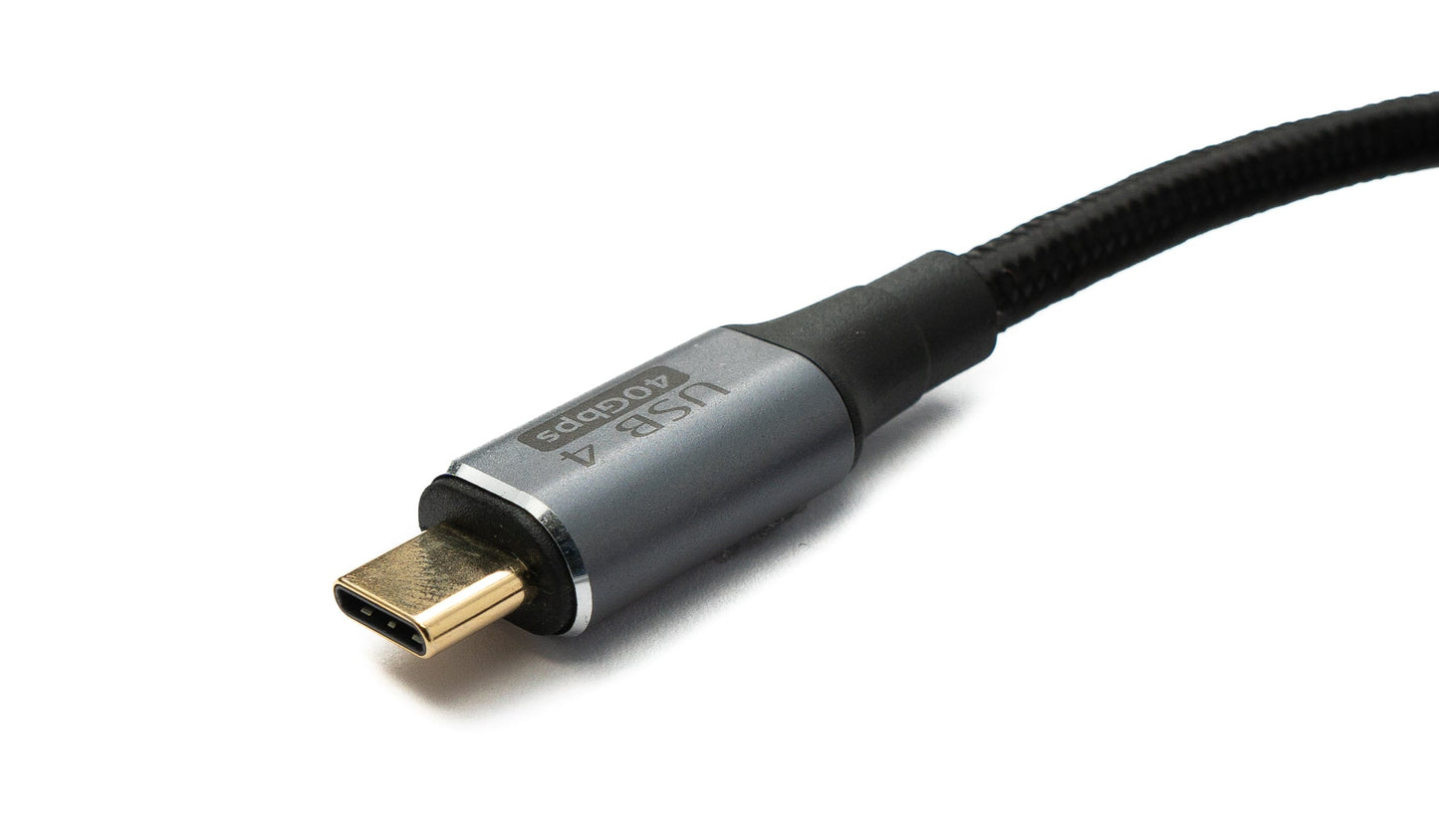 SYSTEM-S USB4 USB snúra 120 cm Tegund C karlkyns í karlkyns 40 Gbit/s USB 4.0 fléttuð svört