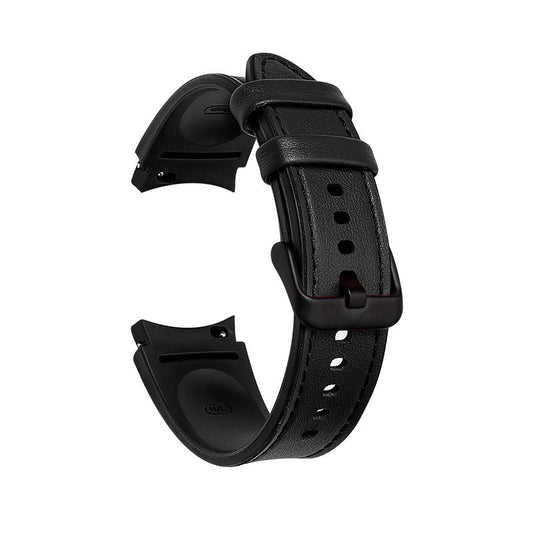 SYSTEM-S sveigjanleg sílikonól 20mm fyrir Samsung Galaxy Watch 4 snjallúr, svört