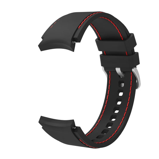 SYSTEM-S sveigjanleg sílikonól 20mm fyrir Samsung Galaxy Watch 4 snjallúr, svört