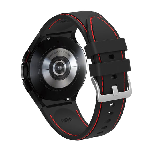 SYSTEM-S sveigjanleg sílikonól 20mm fyrir Samsung Galaxy Watch 4 snjallúr, svört