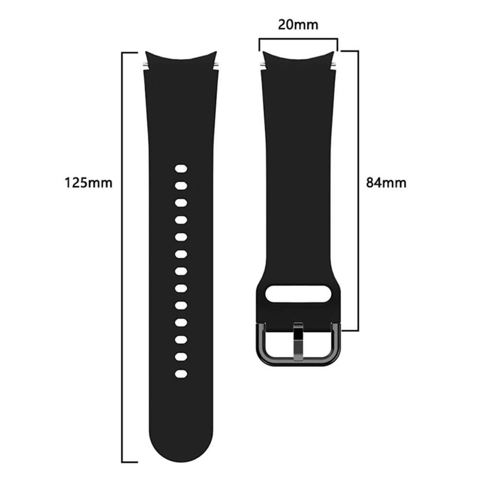 SYSTEM-S Armband flexibel aus Silikon 20mm für Samsung Galaxy Watch 4 Smartwatch Schwarz