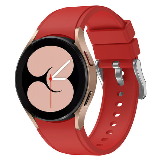 SYSTEM-S sveigjanleg sílikonól 20mm fyrir Samsung Galaxy Watch 4 snjallúr, rauð